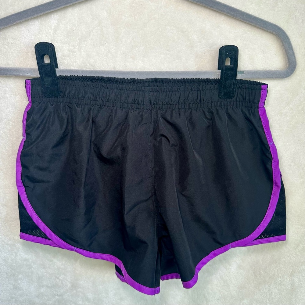 Women's 90 Degree By Reflex Black Purple Trim Lined Running Shorts Sz Small